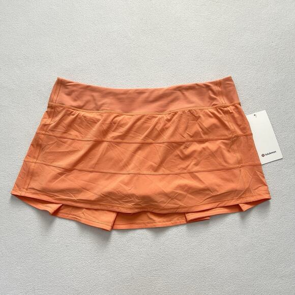 NWT Lululemon Pace Rival Mid Rise Skirt Skort Golden Apricot Orange Women 14 Reg